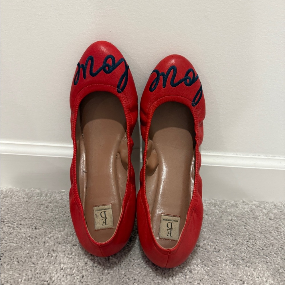 Ellen Degeneres Red Leather Love Flats Size 9